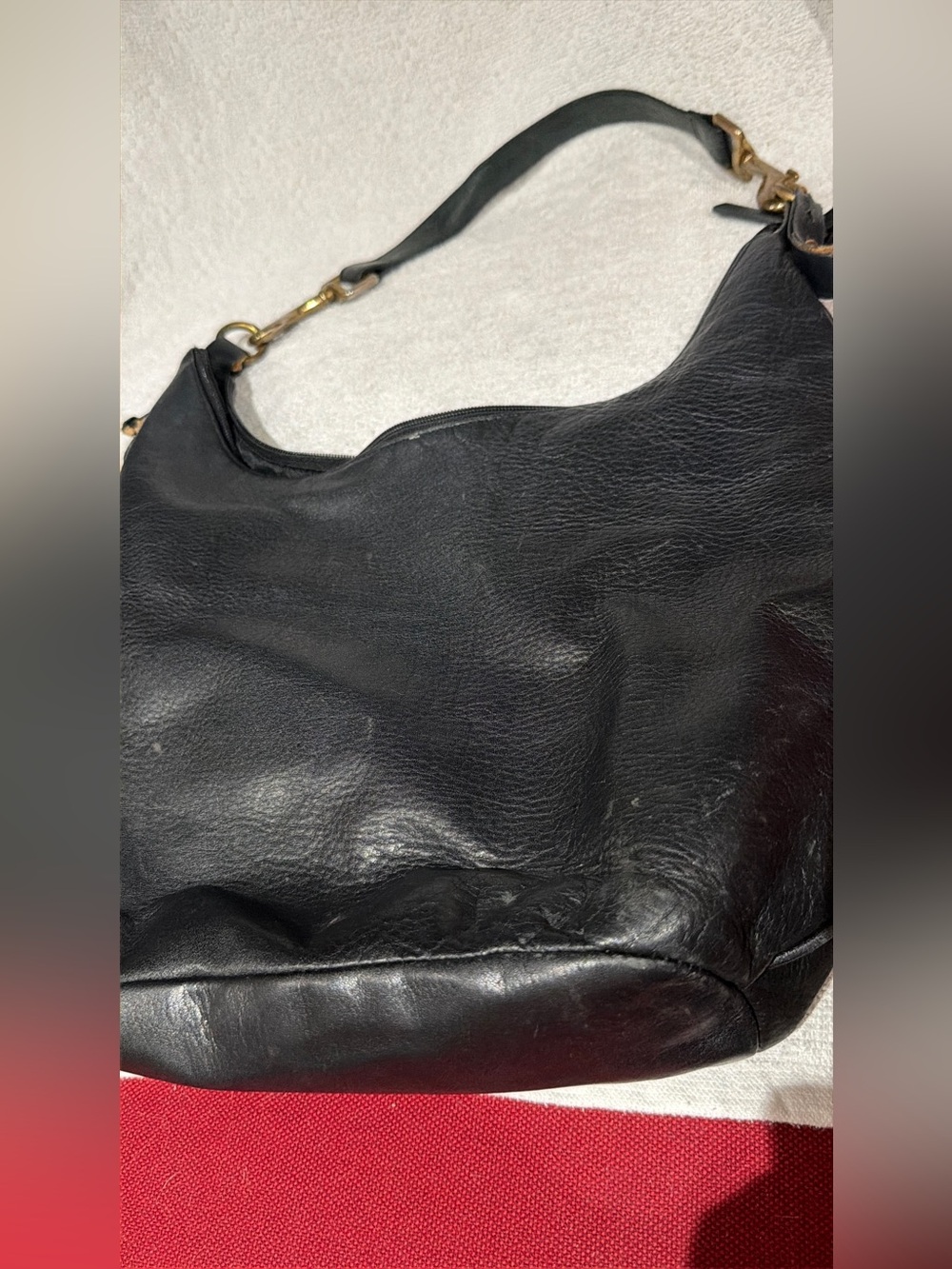 Vintage Classic Black Leather Shoulder Bag